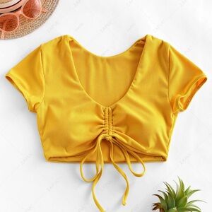ZAFUL Cinched Ribbed Swim Top